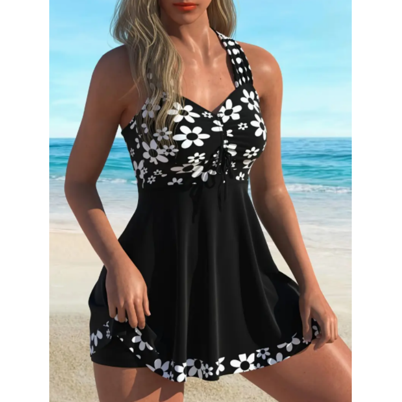 🩱 Pantaloni scurți cu flori asortați cu un tankini – simți-te încrezător la plajă! 🏖️-2