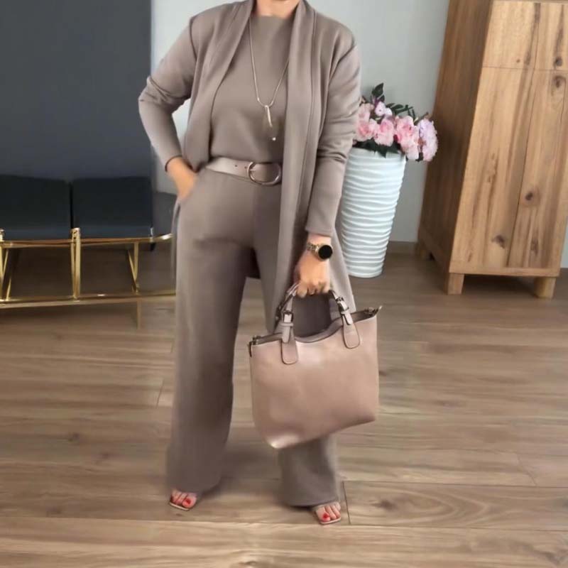 🧥 3-teiliges Set: Longline-Cardigan, Top & Hose