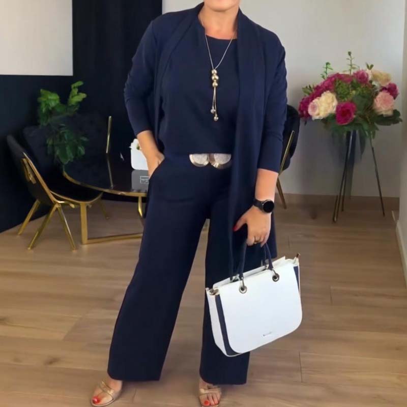 🧥 3-teiliges Set: Longline-Cardigan, Top & Hose