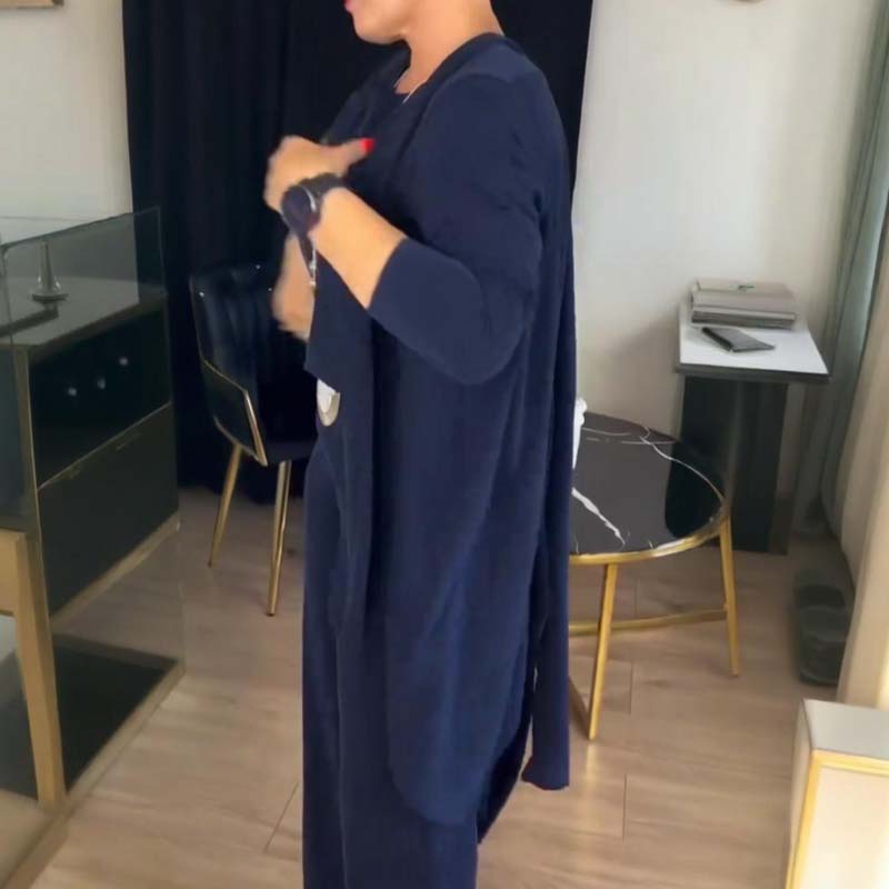 🧥 3-teiliges Set: Longline-Cardigan, Top & Hose