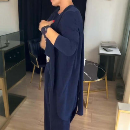 🧥 3-teiliges Set: Longline-Cardigan, Top & Hose