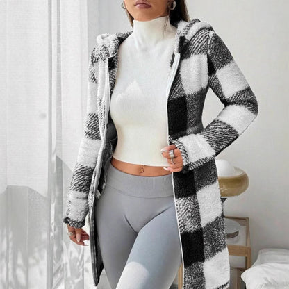 🍂🔥 50% Rabatt – nur heute!🎉🧥 Karierte Kapuzenjacke für Damen mit Reißverschluss