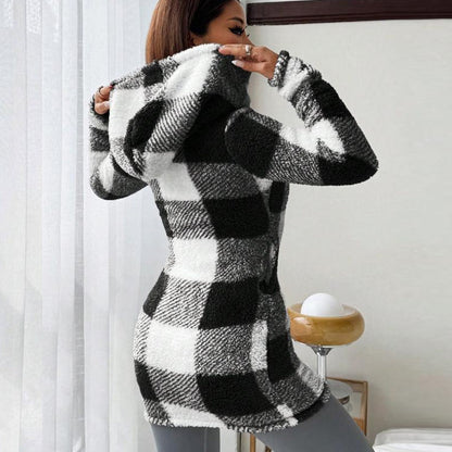 🍂🔥 50% Rabatt – nur heute!🎉🧥 Karierte Kapuzenjacke für Damen mit Reißverschluss