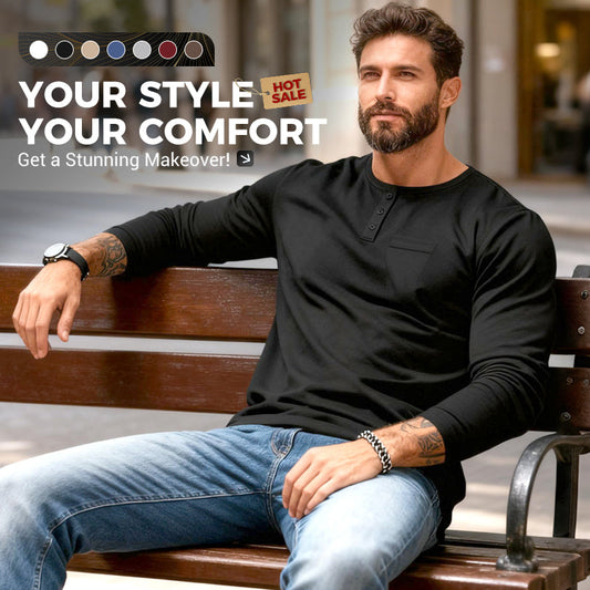 🔥👕 Slim-Fit Bio-Baumwolle Henley | Nachhaltig, Atmungsaktiv & Langlebig 👔🧵 Der Alltagsklassiker im Mega-Black-Friday-Sale – Premium-Komfort zum Bestpreis!