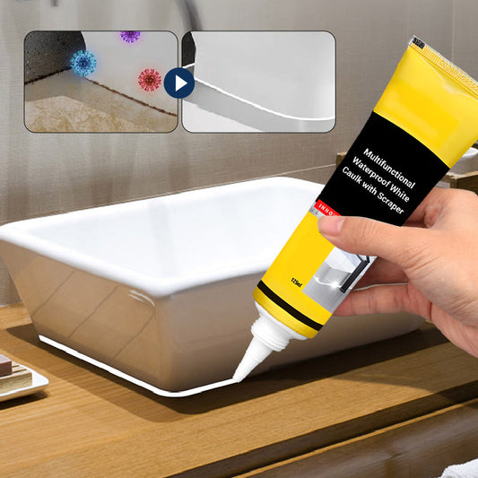 Multifunkčný vodotesný biely tmel so škrabkou