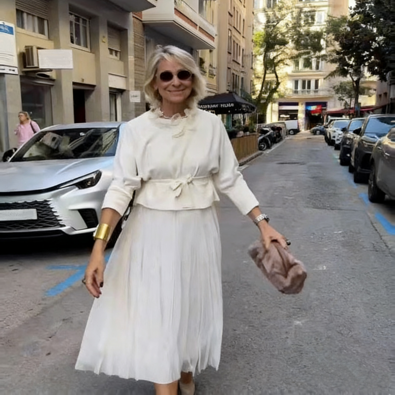 Set din 2 piese pentru femei: bluză cu mâneci lungi și rochie fără mâneci-5
