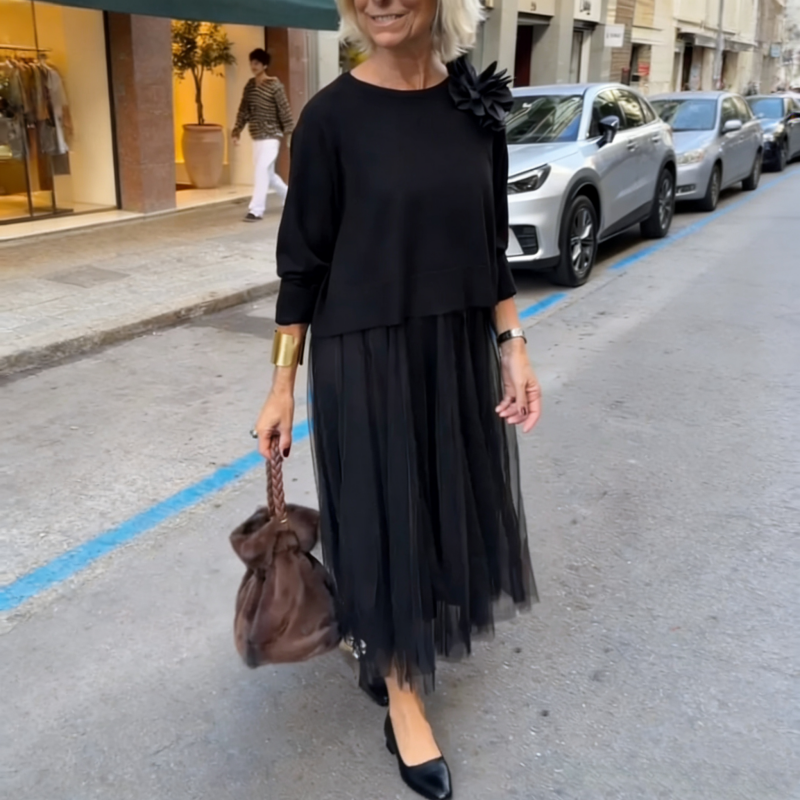 Set din 2 piese pentru femei: bluză cu mâneci lungi și rochie fără mâneci-8