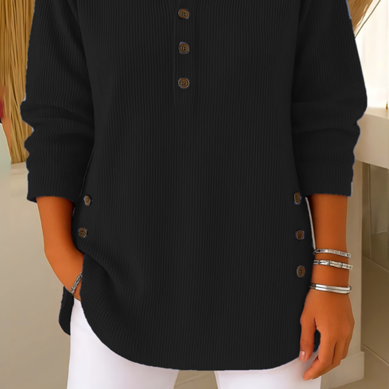 🎉 Bluză Henley din catifea pentru femei – elegantă, moale și versatilă 🧥📦-16