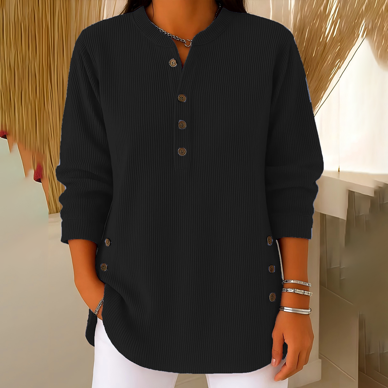 🎉 Bluză Henley din catifea pentru femei – elegantă, moale și versatilă 🧥📦-17