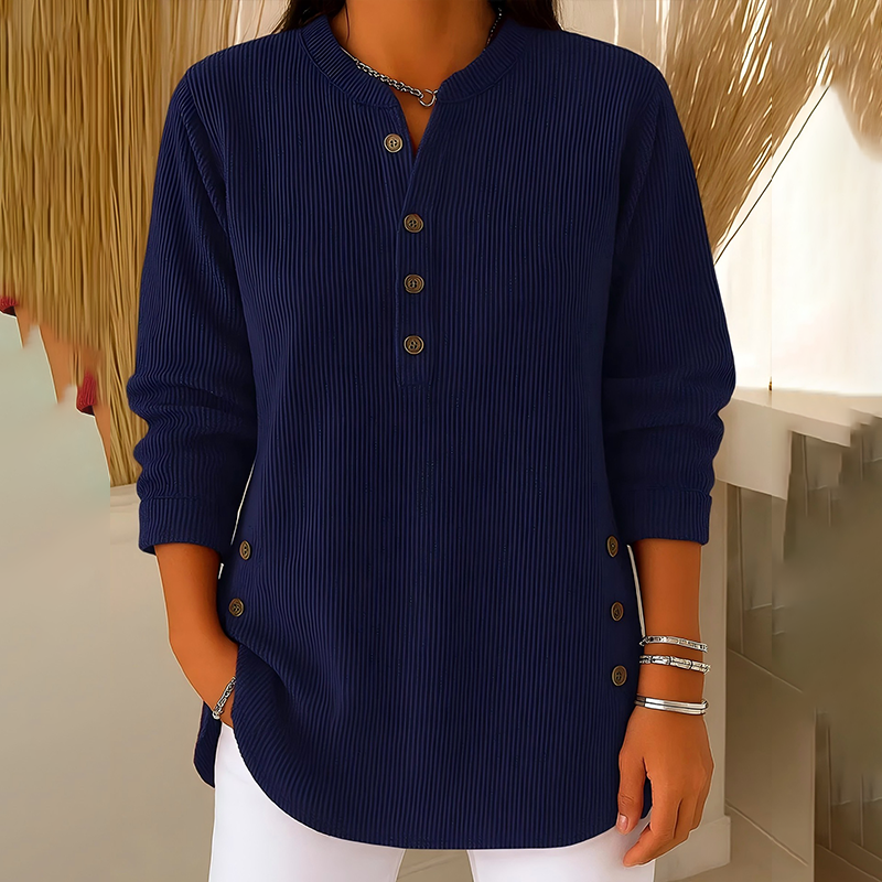 🎉 Bluză Henley din catifea pentru femei – elegantă, moale și versatilă 🧥📦-18