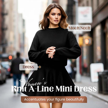 Dámske minišaty s rolákovým výstrihom a A-čkovým strihom