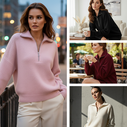 Ženski pulover s četrtino zadrgo