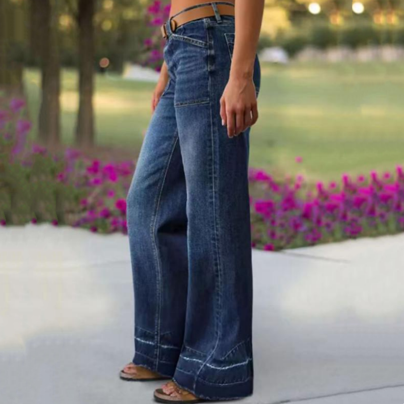 ✨🔥Blugi retro evazați pentru femei, cu buzunare👖-2