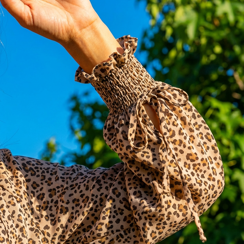 Rochie mini cu decolteu în V, mâneci lungi și volane la tiv, pentru femei-11