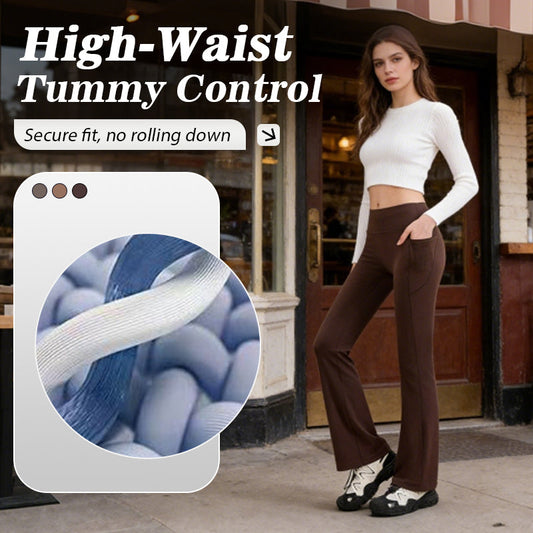 Elastické jogové nohavice s vysokým pásom a rozšírenými nohavicami