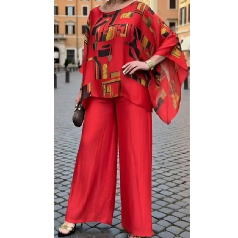 💗Set din 2 piese pentru femei: bluză cu imprimeu și pantaloni💓-9