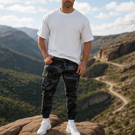 Ležérne pracovné nohavice v maskovanom vzore