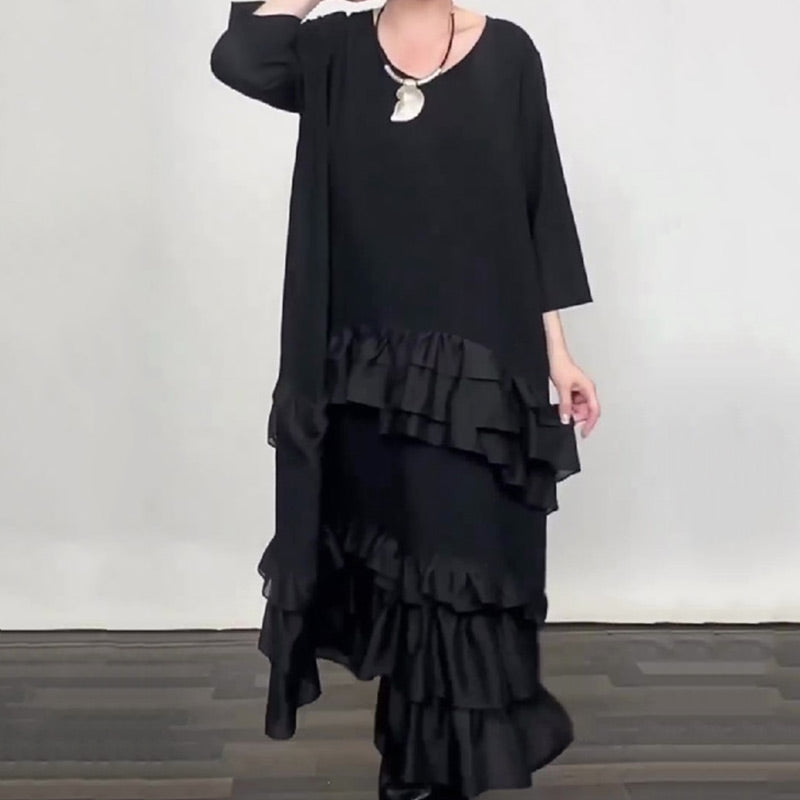 🔥Rochie supradimensionată, cu volane și straturi-1