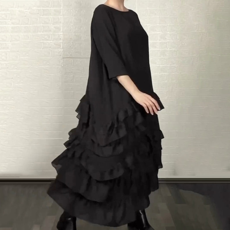 🔥Rochie supradimensionată, cu volane și straturi-3