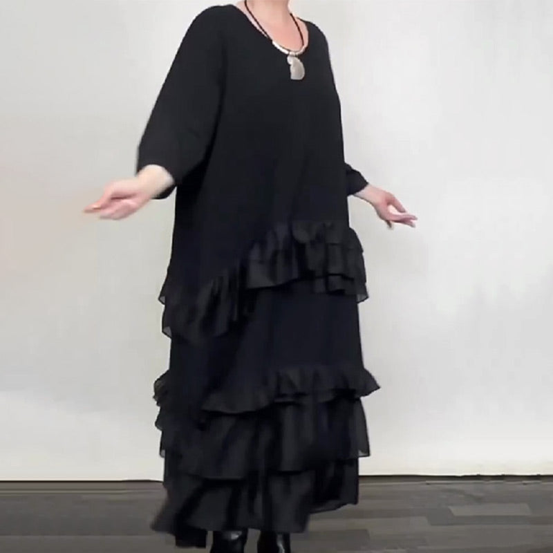 🔥Rochie supradimensionată, cu volane și straturi-4