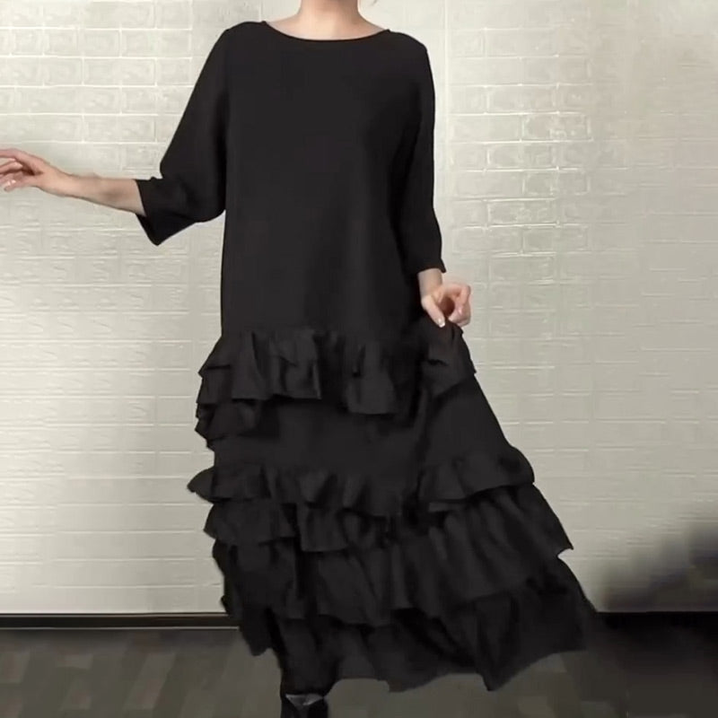 🔥Rochie supradimensionată, cu volane și straturi-5