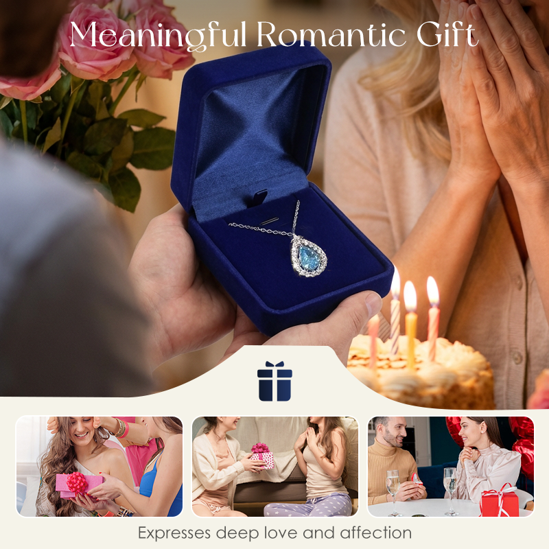 💎Eleganță Atemporală | Pandantiv în formă de lacrimă albastră pentru femei ✨-4