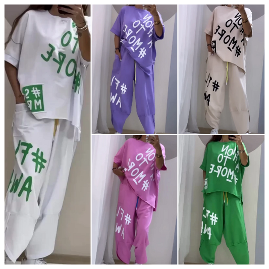 Dámska voľná dvojdielna súprava trička a nohavíc