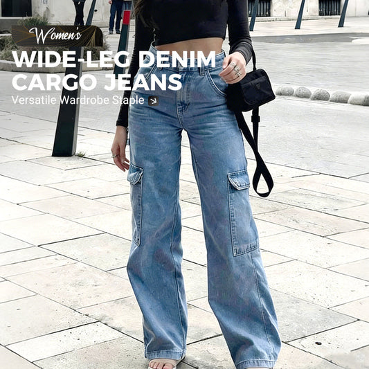 Dámske široké džínsové cargo nohavice