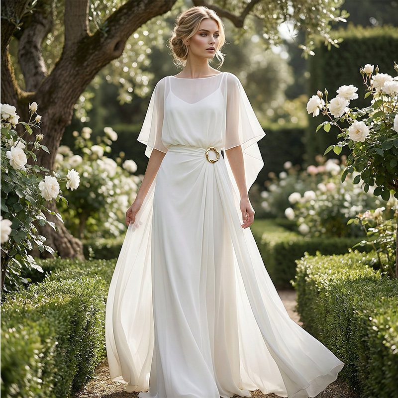 Flowing Cape Sleeve Top & Wrap Pants Set-2