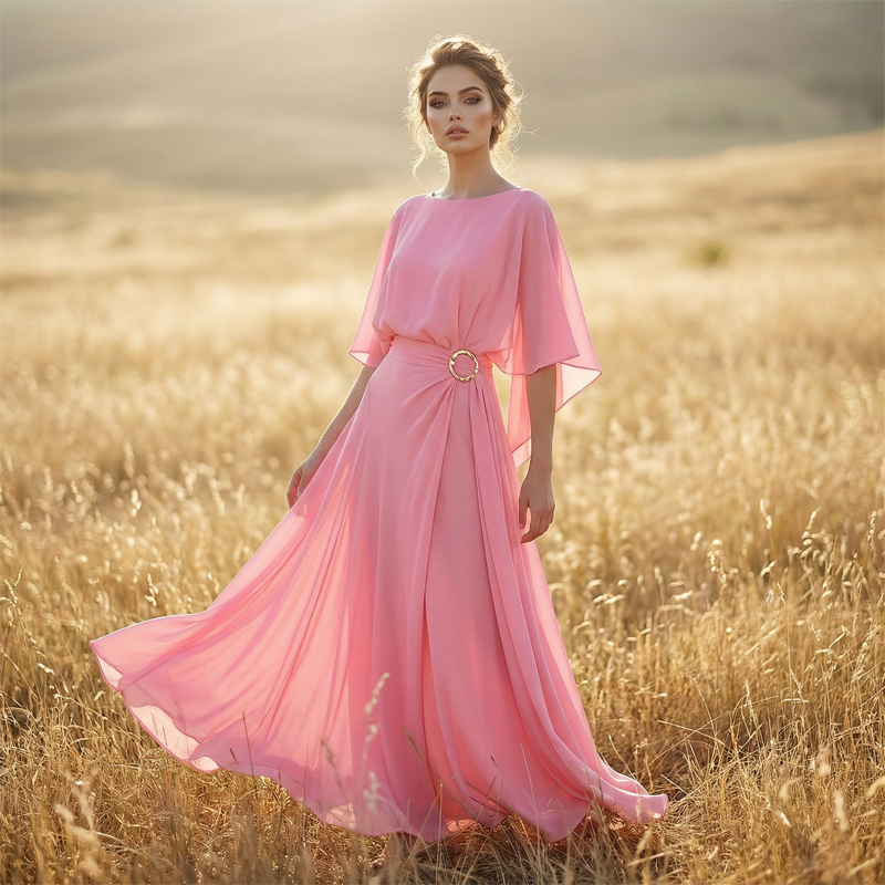 Flowing Cape Sleeve Top & Wrap Pants Set-5