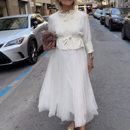 Women's Long-Sleeve Tops & Sleeveless Dress 2-Piece Set