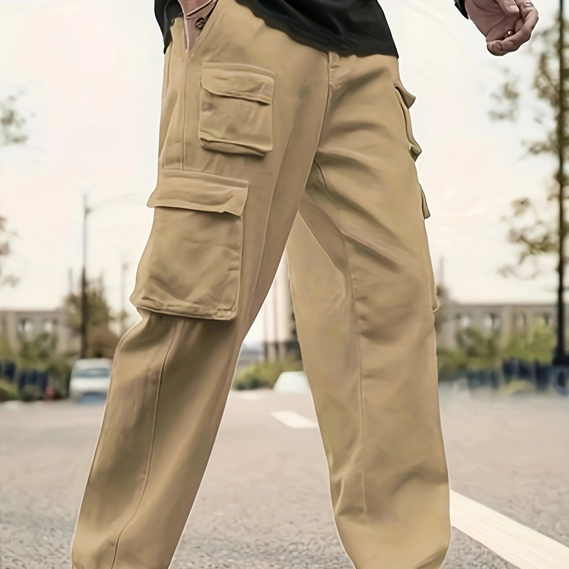 Pantaloni de lucru pentru bărbați, cu picioare drepte și buzunare multiple-8