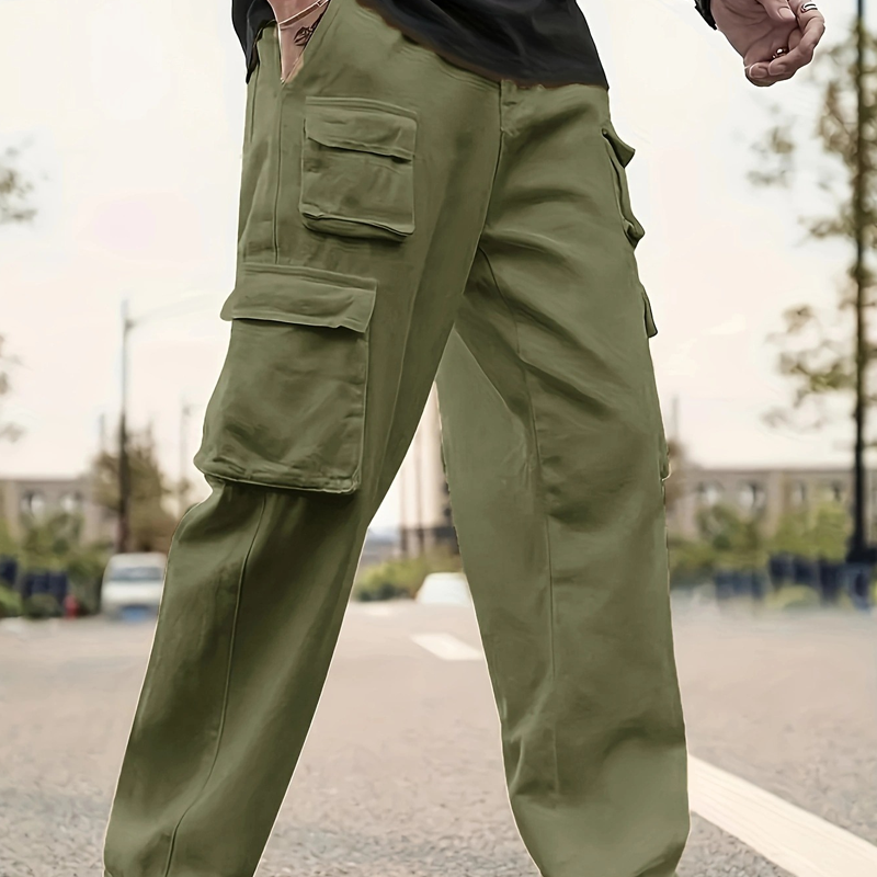Pantaloni de lucru pentru bărbați, cu picioare drepte și buzunare multiple-3