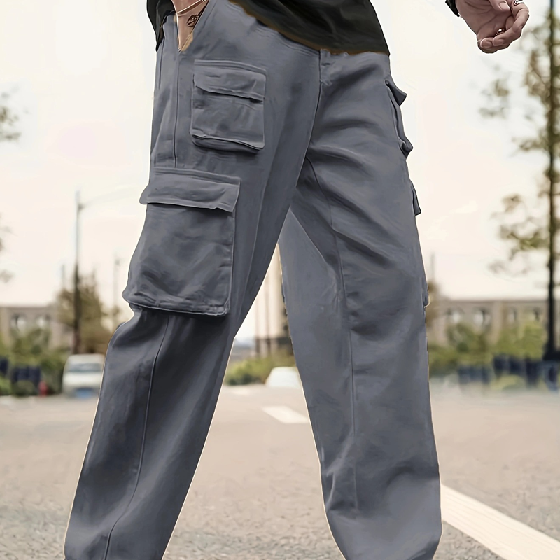 Pantaloni de lucru pentru bărbați, cu picioare drepte și buzunare multiple-4