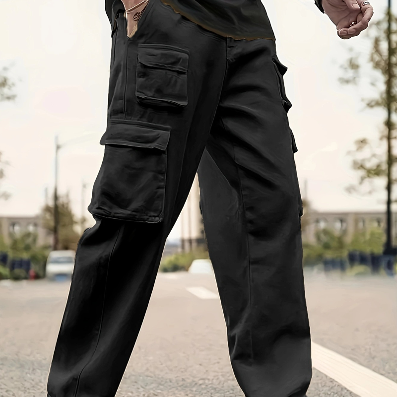 Pantaloni de lucru pentru bărbați, cu picioare drepte și buzunare multiple-10