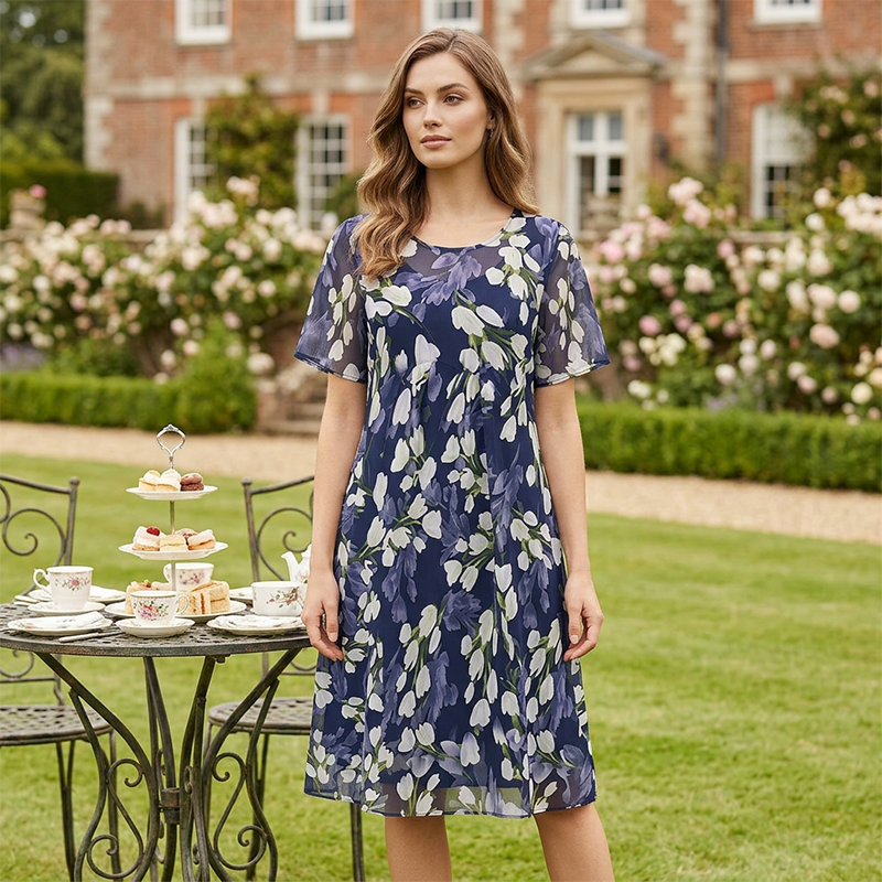 Rochie din șifon cu imprimeu floral-5