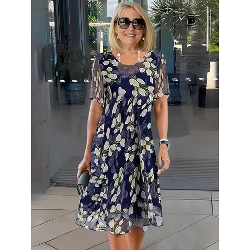 Rochie din șifon cu imprimeu floral-4