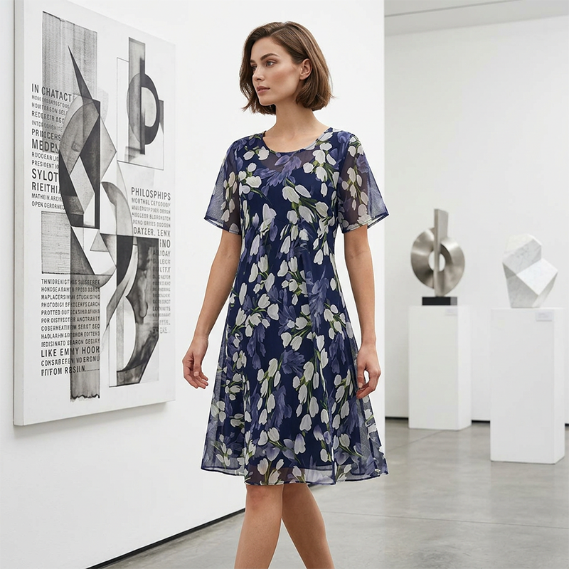 Rochie din șifon cu imprimeu floral-9