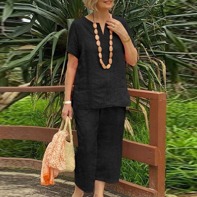Set din bluză și pantaloni casual pentru femei-2