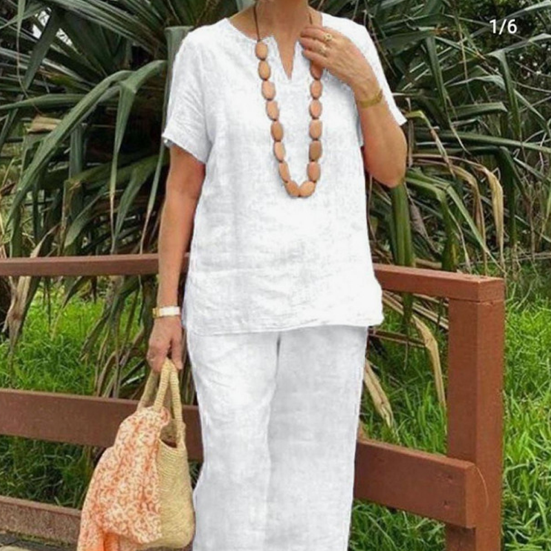 Set din bluză și pantaloni casual pentru femei-3