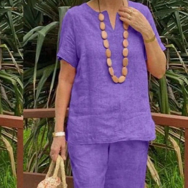 Set din bluză și pantaloni casual pentru femei-4