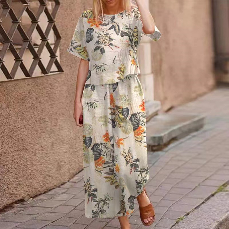 Set din două piese pentru femei: bluză largă cu imprimeu și pantaloni-2