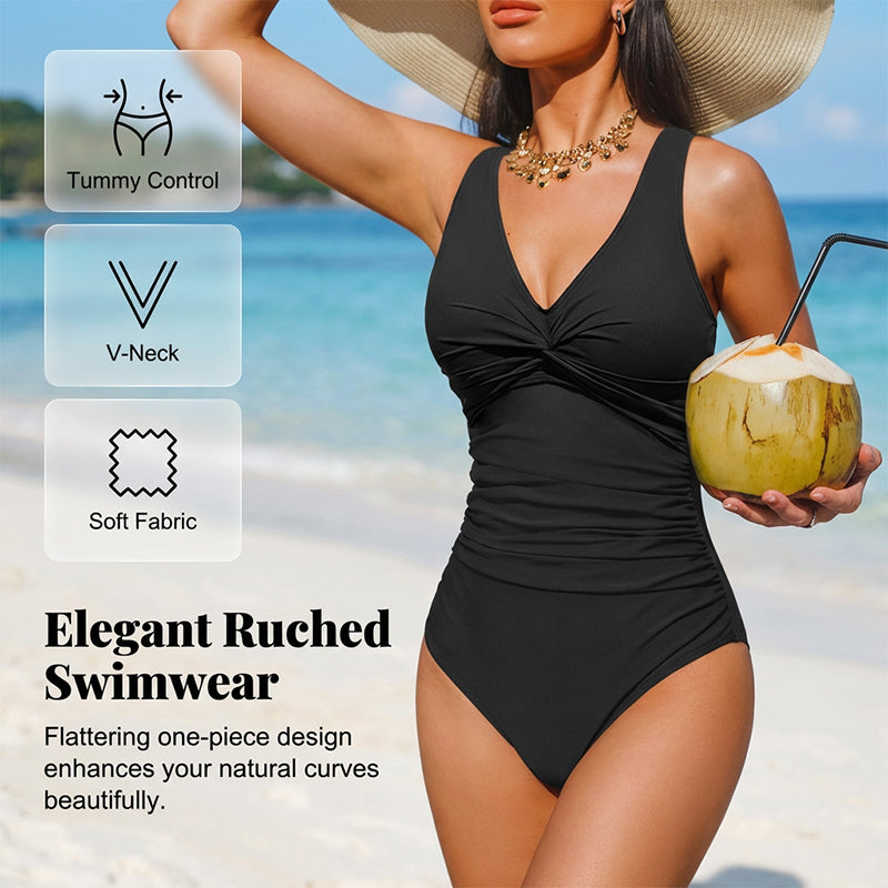 ☀️🏖️Costum de baie dintr-o singură piesă pentru femei, cu efect de modelare a taliei😍-1