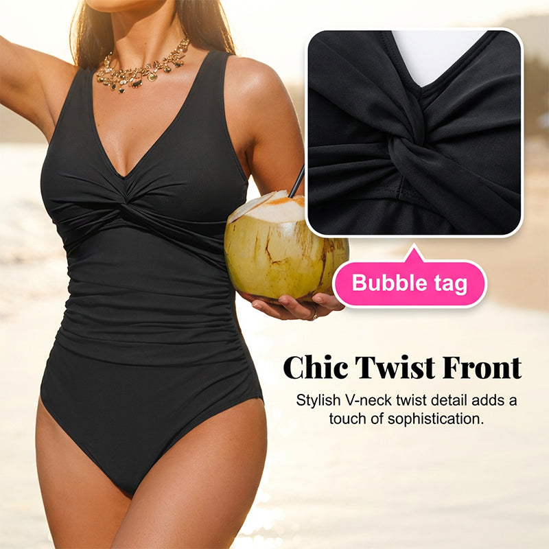 ☀️🏖️Costum de baie dintr-o singură piesă pentru femei, cu efect de modelare a taliei😍-9