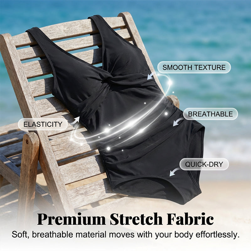 ☀️🏖️Costum de baie dintr-o singură piesă pentru femei, cu efect de modelare a taliei😍-11