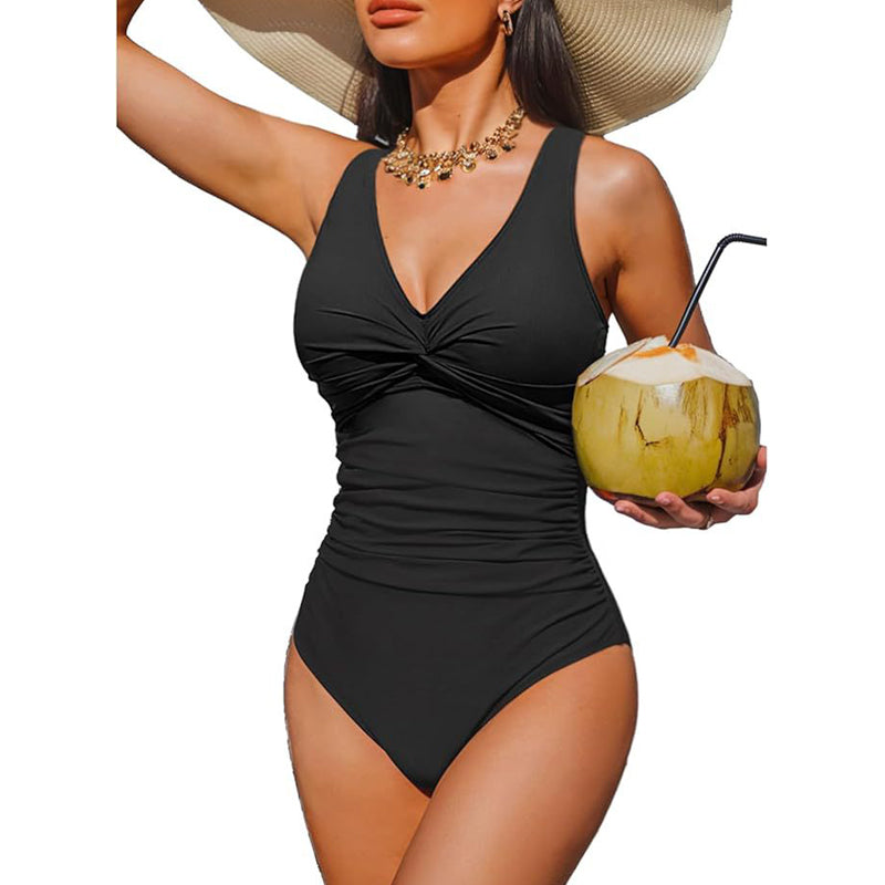 ☀️🏖️Costum de baie dintr-o singură piesă pentru femei, cu efect de modelare a taliei😍-17