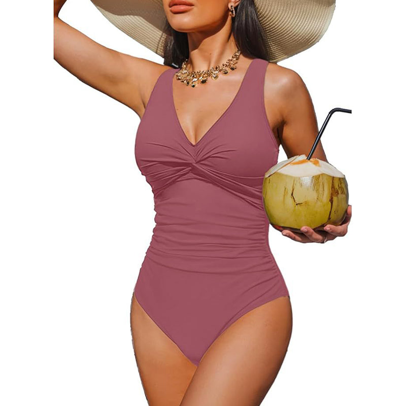 ☀️🏖️Costum de baie dintr-o singură piesă pentru femei, cu efect de modelare a taliei😍-6