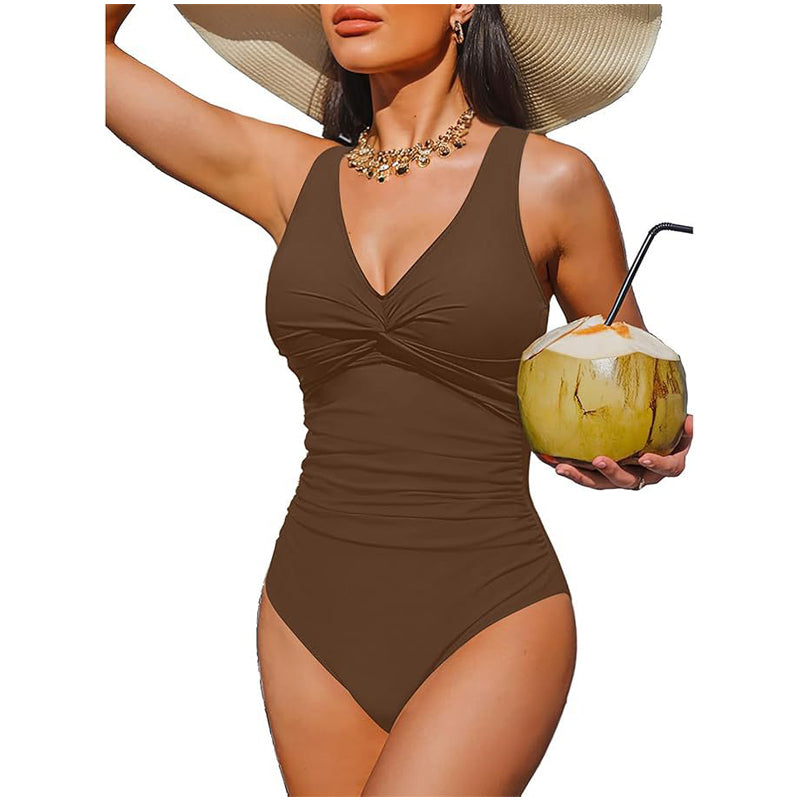 ☀️🏖️Costum de baie dintr-o singură piesă pentru femei, cu efect de modelare a taliei😍-20