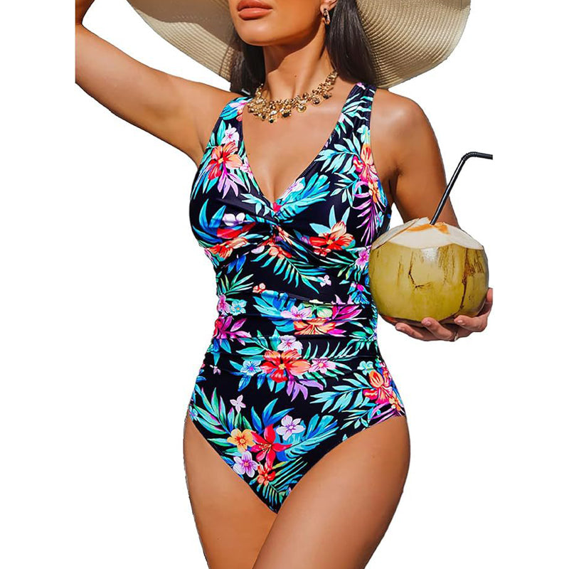 ☀️🏖️Costum de baie dintr-o singură piesă pentru femei, cu efect de modelare a taliei😍-22