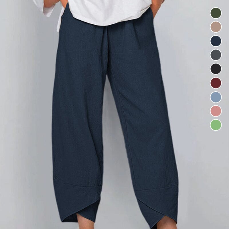 👖 Pantaloni cu buzunare asimetrice asimetrice elastice în talie, de epocă-2